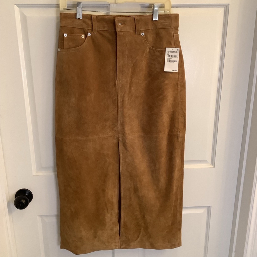 Blank NYC Brown Suede Pencil Skirt